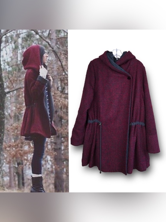 Free People Jackets & Blazers - Free People "Satellite Image"
Tweed Wool Blend Hooded Jersey-Lined Coat Size S/P